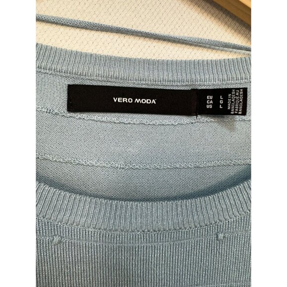 Vero Moda Womens Knit Blouse Pullover Size Large Light Blue Viscose Blend - Picture 2 of 14